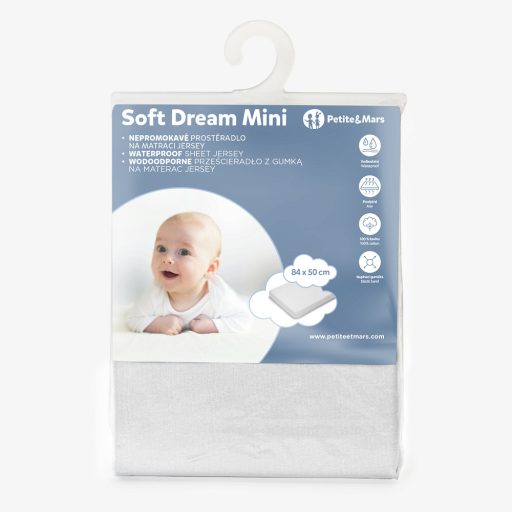 PETITE&MARS Vízhatlan lepedő kiságyakhoz Soft Dream Mini 84x50 White