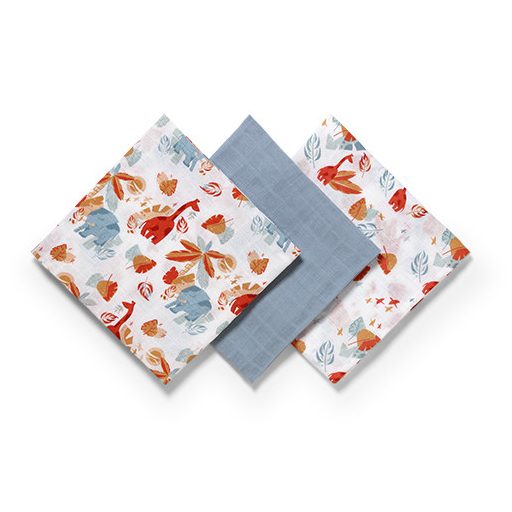 BABYONO Muszlin pelenka Super soft 3 db - kék