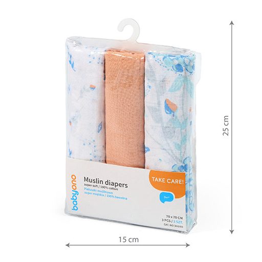 BABYONO Muszlin pelenka Super soft 3 db -narancs