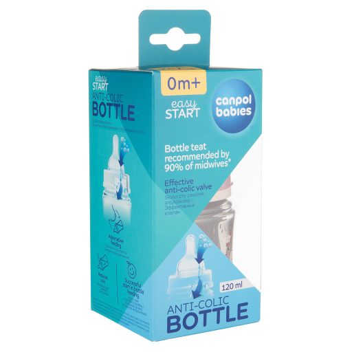 CANPOL BABIES Széles nyakú cumisüveg Bonjour Paris 120 ml rózsaszín