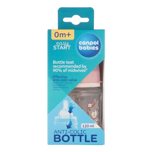CANPOL BABIES Széles nyakú cumisüveg Bonjour Paris 120 ml rózsaszín