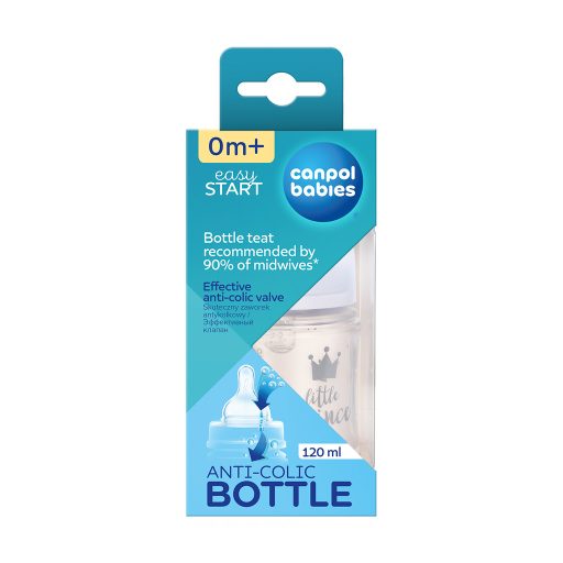 CANPOL BABIES Széles nyakú cumisüveg Royal Baby 120 ml kék