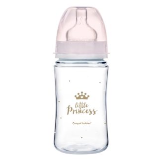   CANPOL BABIES Láhev se širokým hrdlem Royal Baby 240 ml růžová