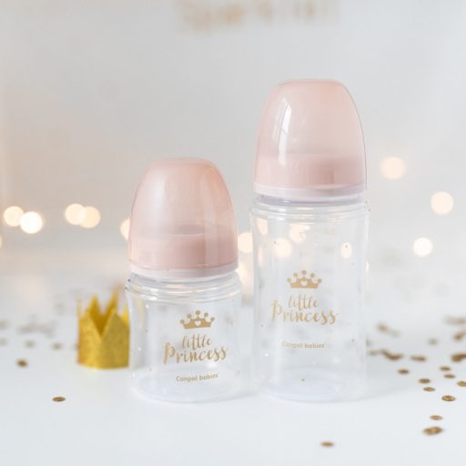 CANPOL BABIES Láhev se širokým hrdlem Royal Baby 240 ml růžová