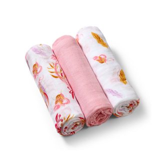 BABYONO Bambusz pelenkák 3 db - vintage rózsaszín