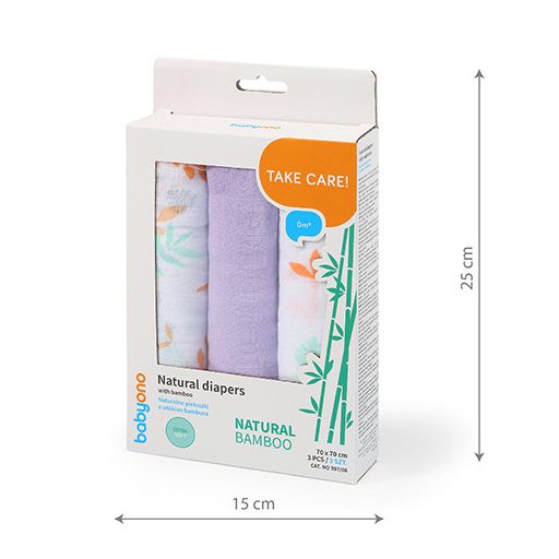 BABYONO Bambusz pelenkák 3 db - lila