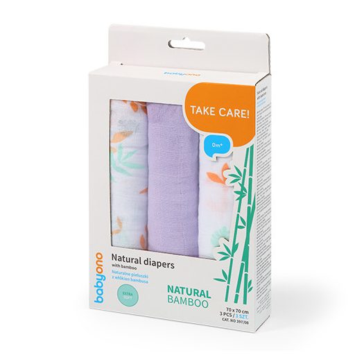 BABYONO Bambusz pelenkák 3 db - lila