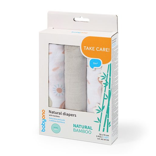 BABYONO Bambusz pelenkák 3 db - szürke