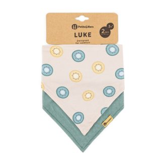   PETITE&MARS Nyálkendő Luke 2 db  Beige Kiwis&Misty Green 3hó+