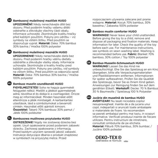 PETITE&MARS Bambusz muszlin szundikendő Hugo Dusty Rose 0hó+