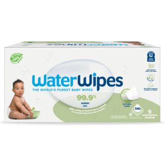   9x WATERWIPES Nedves törlőkendők, műanyagmentes Soapberry 60 db (540 db)