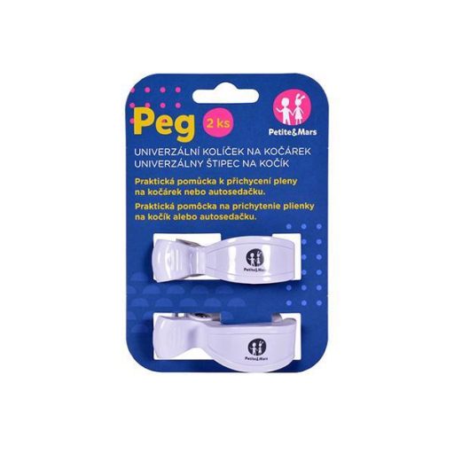 PETITE&MARS Csipesz babakocsira, 2 db, fehér