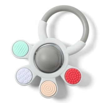 BABYONO Szilikon rágóka Ortho csörgővel 0m+