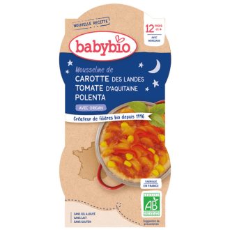   2xBABYBIO Jó éjszakát sárgarépa paradicsompürével, édes kukoricával és puliszkával 200 g