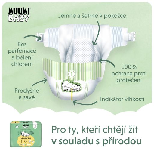 MUUMI Baby 1 Newborn 2-5 kg (75 db), havi csomag eco pelenka