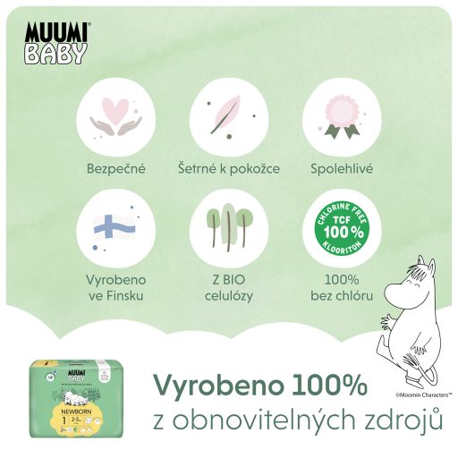 MUUMI Baby 1 Newborn 2-5 kg (75 db), havi csomag eco pelenka