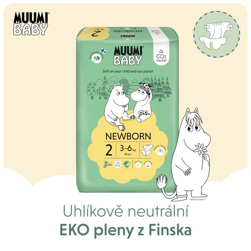 MUUMI Baby 2 Newborn 3-6 kg (174 db), havi csomag eco pelenka
