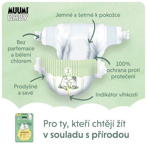 MUUMI Baby 2 Newborn 3-6 kg (174 db), havi csomag eco pelenka