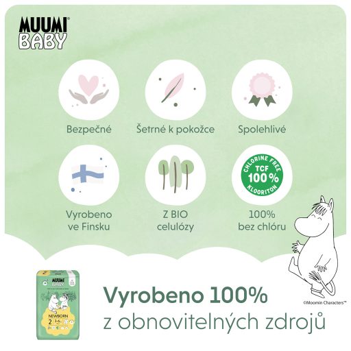 MUUMI Baby 2 Newborn 3-6 kg (174 db), havi csomag eco pelenka