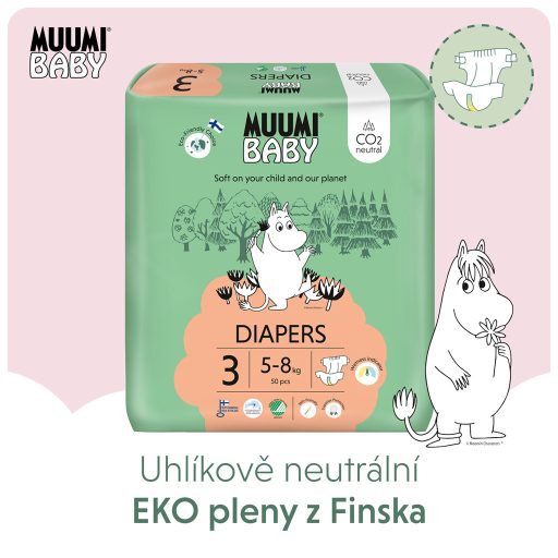 MUUMI Baby 3 Midi 5-8 kg (150 db), havi csomagolású öko pelenka