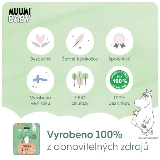 MUUMI Baby 3 Midi 5-8 kg (150 db), havi csomagolású öko pelenka
