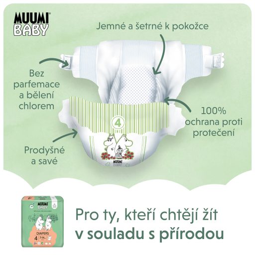 MUUMI Baby 4 Maxi 7-14 kg (138 db), havi csomag eco pelenka