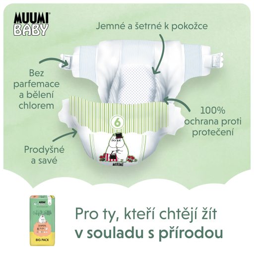 MUUMI Baby 6 Junior 12–24 kg (54 db), öko pelenkák
