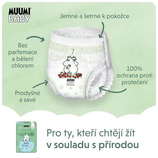 MUUMI Baby Pants 7 XL 16-26 kg (102 db), havi csomagolású nadrágpelenka eco pelenka