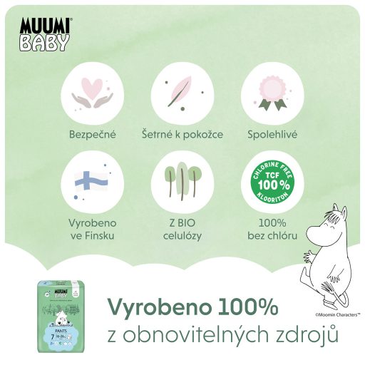MUUMI Baby Pants 7 XL 16-26 kg (102 db), havi csomagolású nadrágpelenka eco pelenka