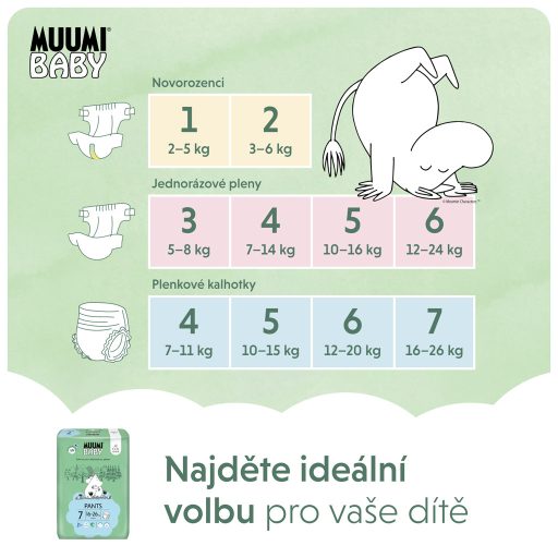 MUUMI Baby Pants 7 XL 16-26 kg (102 db), havi csomagolású nadrágpelenka eco pelenka