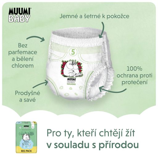 MUUMI Baby Pants 5 Maxi+ 10-15 kg (54 db), nadrág pelenka eco