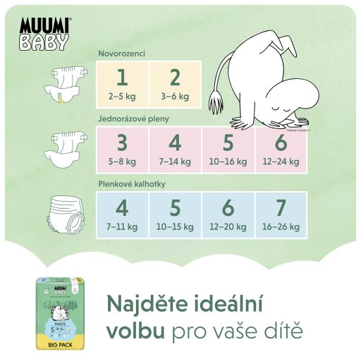 MUUMI Baby Pants 5 Maxi+ 10-15 kg (54 db), nadrág pelenka eco
