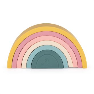   PETITE&MARS Szilikon egymásra rakható játék Rainbow Intense Ochre 12m+