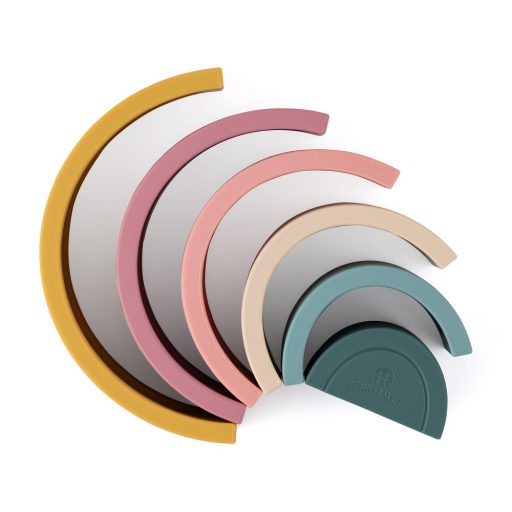 PETITE&MARS Szilikon egymásra rakható játék Rainbow Intense Ochre 12m+