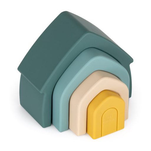 PETITE&MARS szilikon egymásra rakható játék House Misty Green 12m+