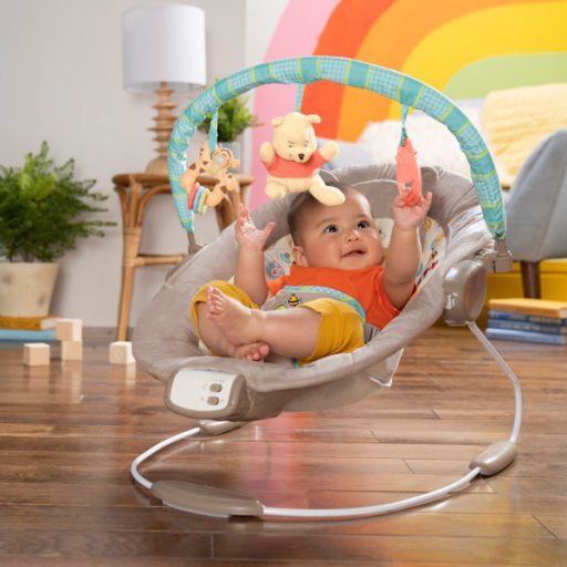 BRIGHT STARTS Rezgő pihenőszék dallamokkal Winnie the Pooh Dots & Hunny 0 hó+,  9 kg-ig