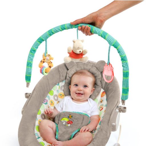 BRIGHT STARTS Rezgő pihenőszék dallamokkal Winnie the Pooh Dots & Hunny 0 hó+,  9 kg-ig