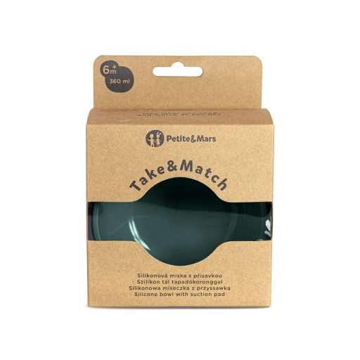 PETITE&MARS Szilikon tál tapadókoronggal TAKE&MATCH Misty Green 6m+