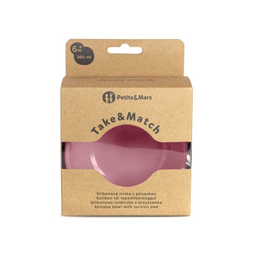 PETITE&MARS Szilikon tál tapadókoronggal TAKE&MATCH Dusty Rose 6m+