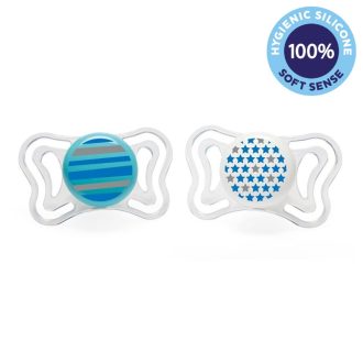   CHICCO Physio Light szilikon cumi 6-16 hónapos fiúknak - csíkos/csillagos 2 db