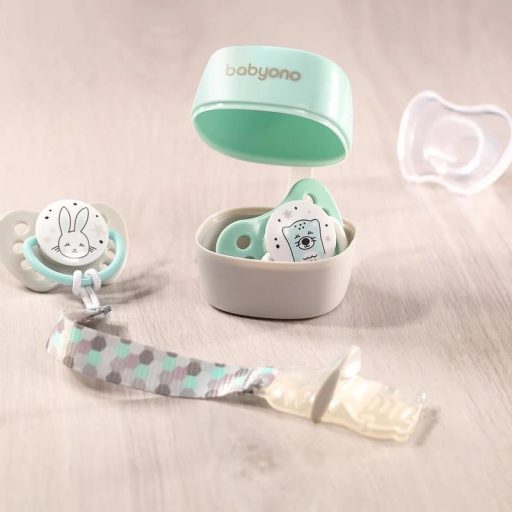 BABYONO Cumisüveg klip szürke/zöld 0m+