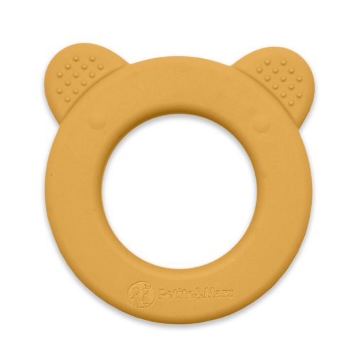 PETITE&MARS Beary Szilikon rágóka csörgővel Intense Ochre 0m+
