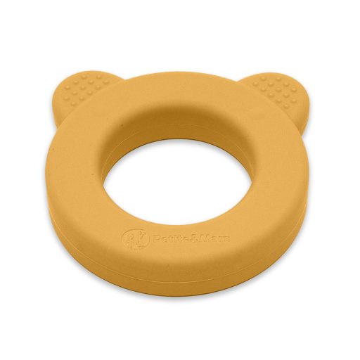 PETITE&MARS Beary Szilikon rágóka csörgővel Intense Ochre 0m+