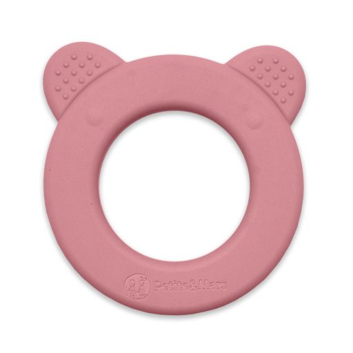 PETITE&MARS Beary Szilikon rágóka csörgővel Dusty Rose 0m+