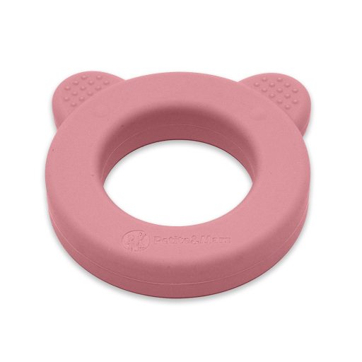 PETITE&MARS Beary Szilikon rágóka csörgővel Dusty Rose 0m+