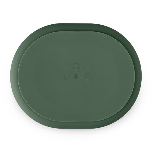 PETITE&MARS Szilikon osztott tányér, ovális Take&Match Misty Green 6m+