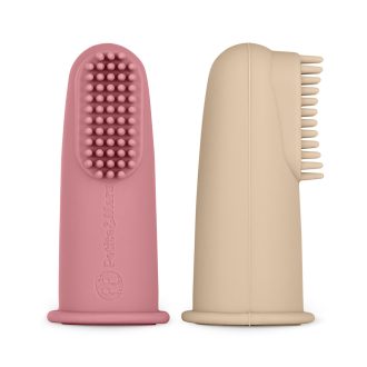   PETITE&MARS Szilikon ujjra húzható fogkefe szett Rose&Sand 2 db 0m+