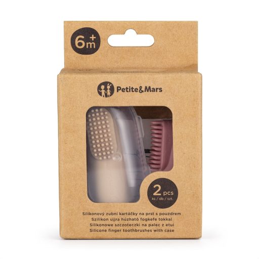 PETITE&MARS Szilikon ujjra húzható fogkefe szett Rose&Sand 2 db 0m+