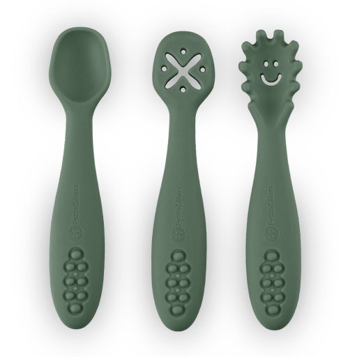 PETITE&MARS Szilikon gyakorló kanál szett 3 db Take&Match  Misty Green 6m+