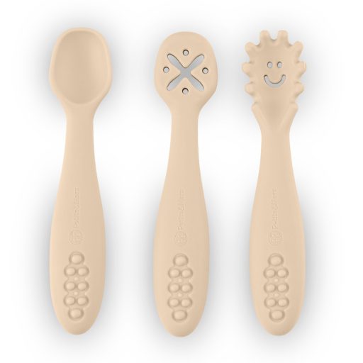PETITE&MARS Szilikon gyakorló kanál szett 3 db Take&Match Desert Sand 6m+